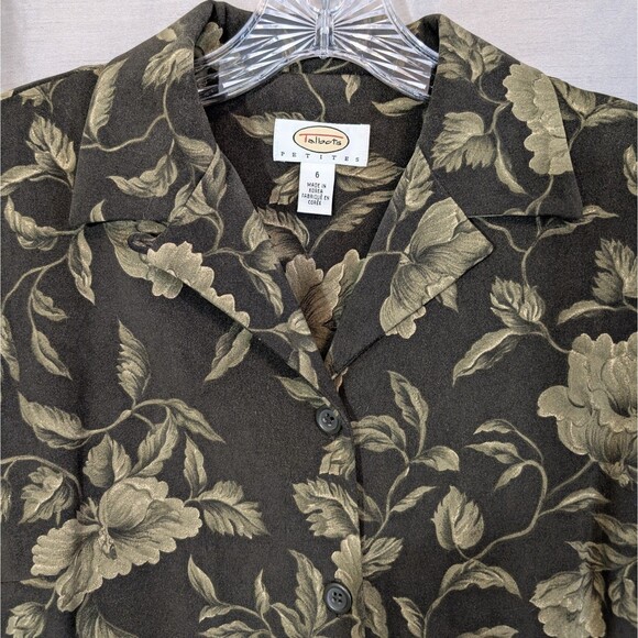 Vintage Talbots Size 6 Green Floral Button Up Midi Jacket Dress Long Duster - Picture 9 of 15